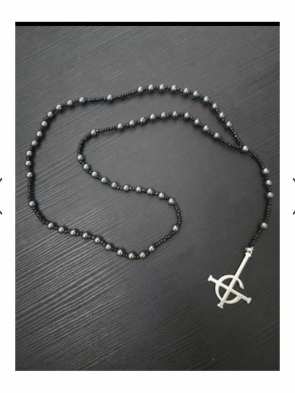 NEW Ghost the Band Long Rosary style Necklace Black